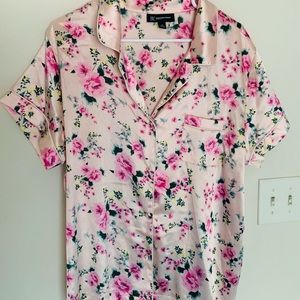 Pajama shirt, floral print, silk
